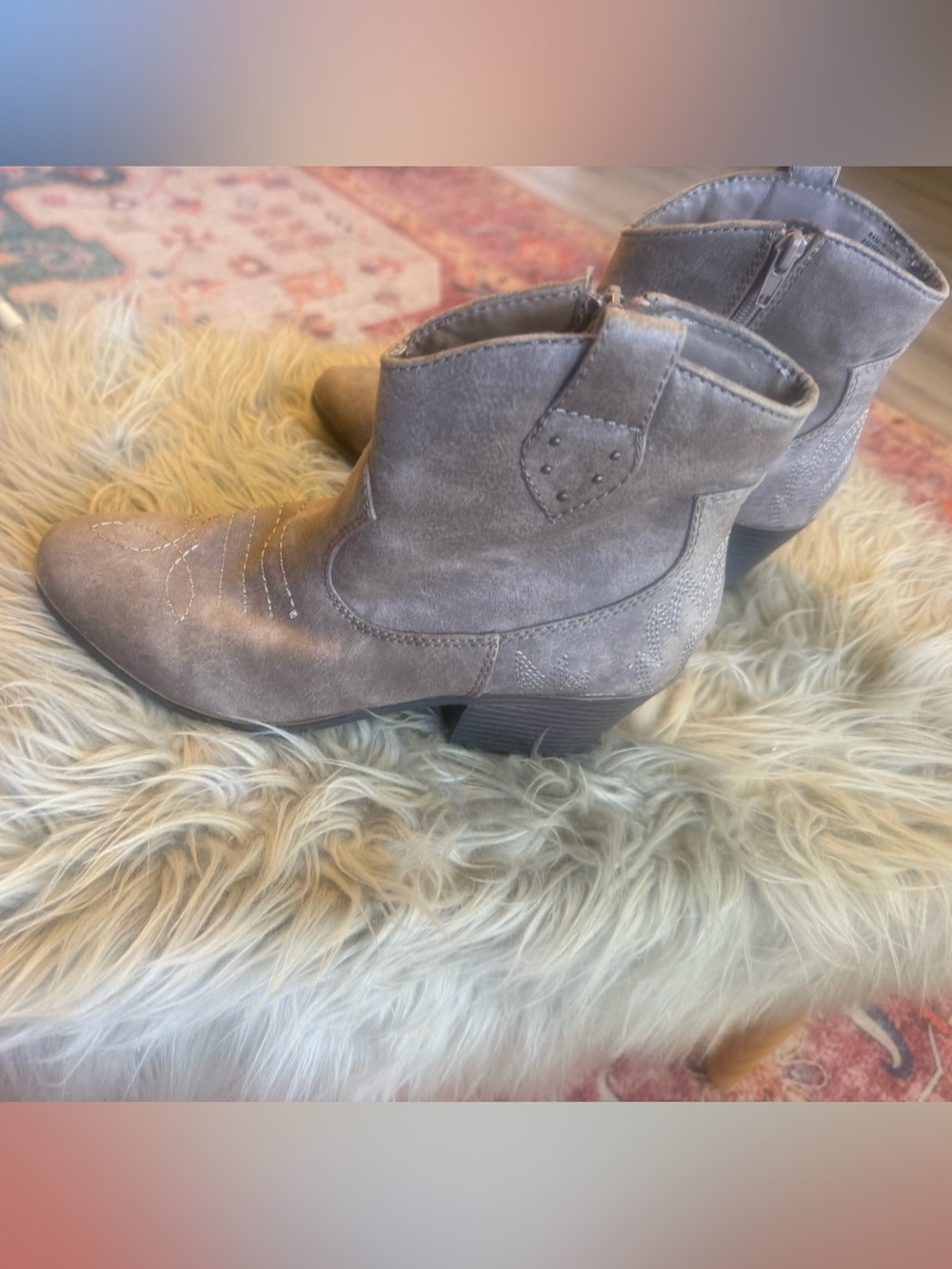 Rampage Taupe Suede Western Ankle Bootie
